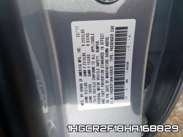 1HGCR2F18HA168829 фото 2