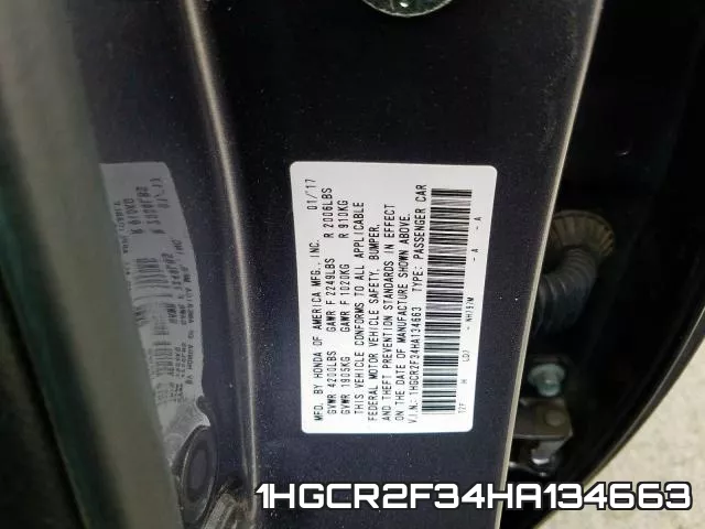 1HGCR2F34HA134663 фото 2