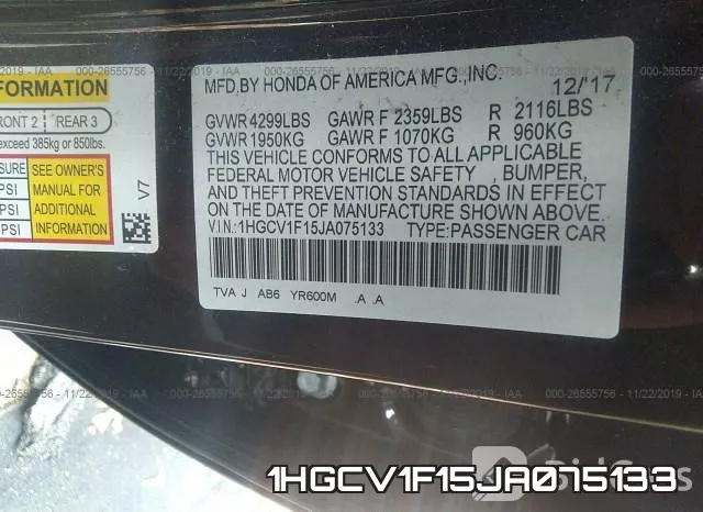 1HGCV1F15JA075133 фото 9