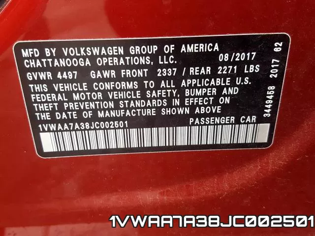 1VWAA7A38JC002501 фото 2