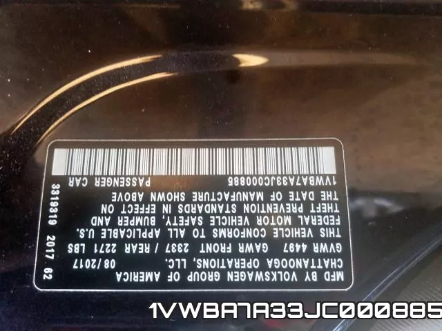 1VWBA7A33JC000885 фото 2