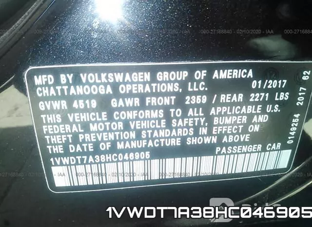 1VWDT7A38HC046905 фото 5