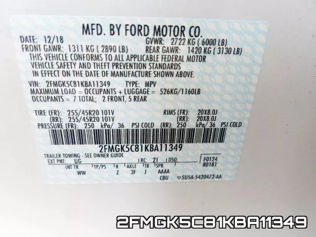 2FMGK5C81KBA11349 фото 2