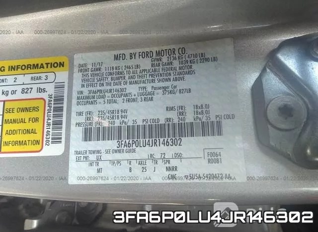 3FA6P0LU4JR146302 фото 6