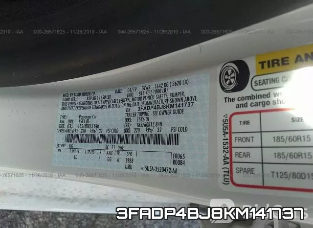 3FADP4BJ8KM141737 фото 6