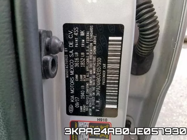 3KPA24AB0JE057930 фото 2