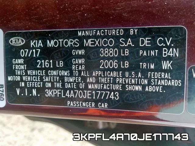 3KPFL4A70JE177743 фото 2