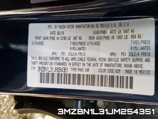 3MZBN1L31JM254351 фото 2
