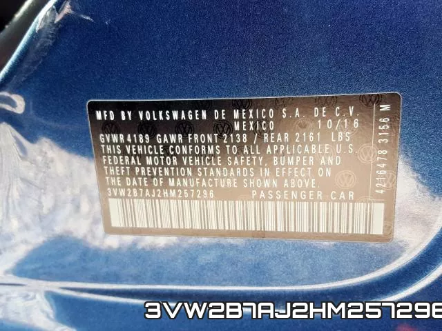 3VW2B7AJ2HM257296 фото 2