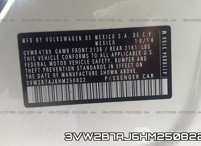 3VW2B7AJ6HM250822 фото 8