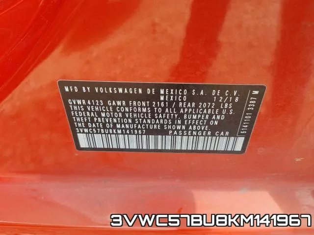 3VWC57BU8KM141967 фото 2