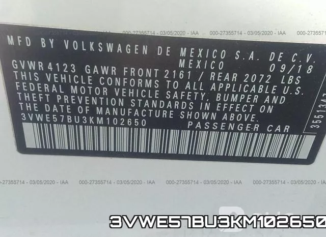 3VWE57BU3KM102650 фото 6