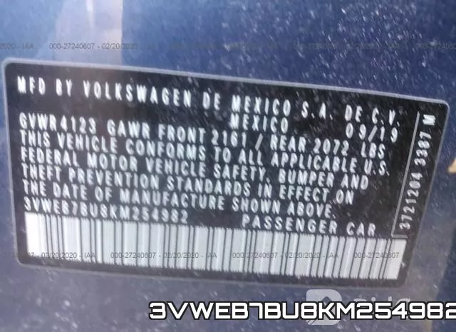 3VWEB7BU8KM254982 фото 10