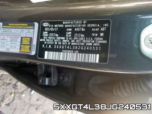 5XXGT4L38JG240531 фото 2