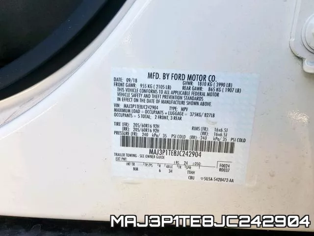 MAJ3P1TE8JC242904 фото 2