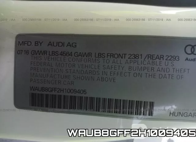 WAUB8GFF2H1009405 фото 10