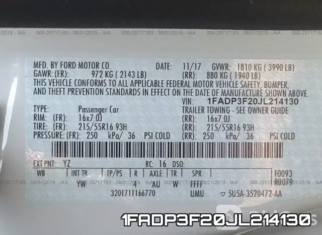 1FADP3F20JL214130 фото 10