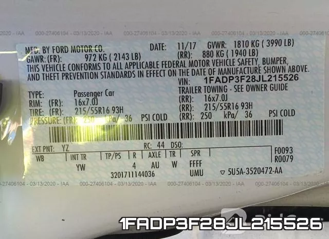 1FADP3F28JL215526 фото 10