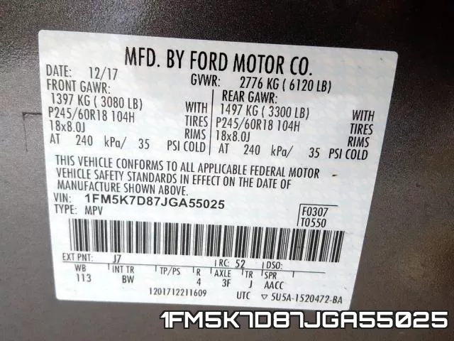 1FM5K7D87JGA55025 фото 2