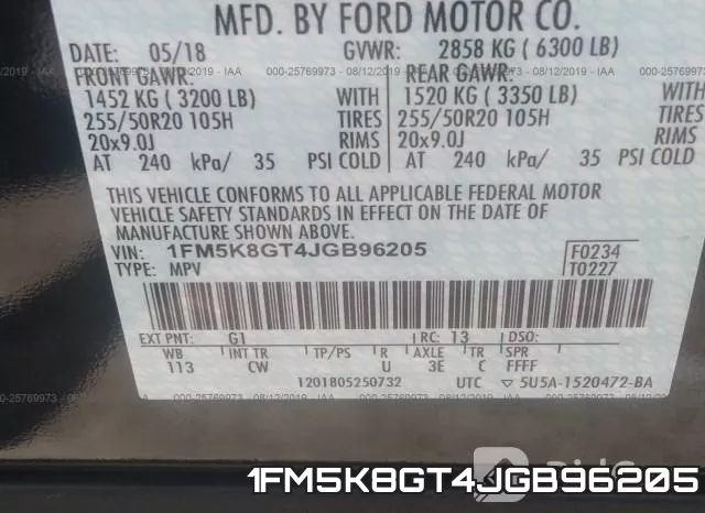 1FM5K8GT4JGB96205 фото 10