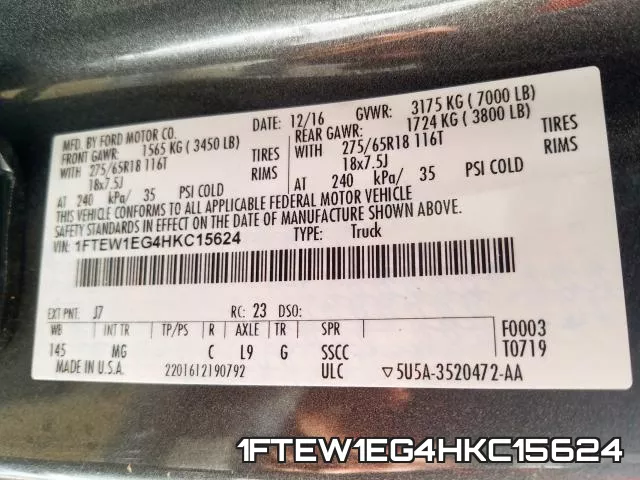 1FTEW1EG4HKC15624 фото 2