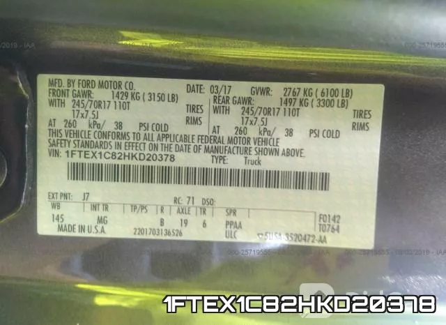 1FTEX1C82HKD20378 фото 10