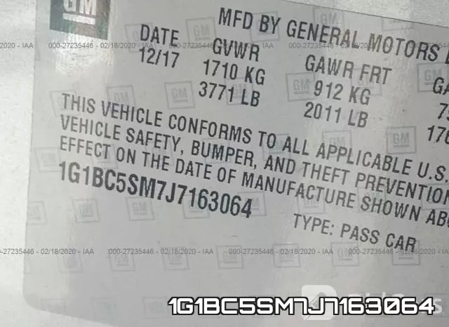 1G1BC5SM7J7163064 фото 5