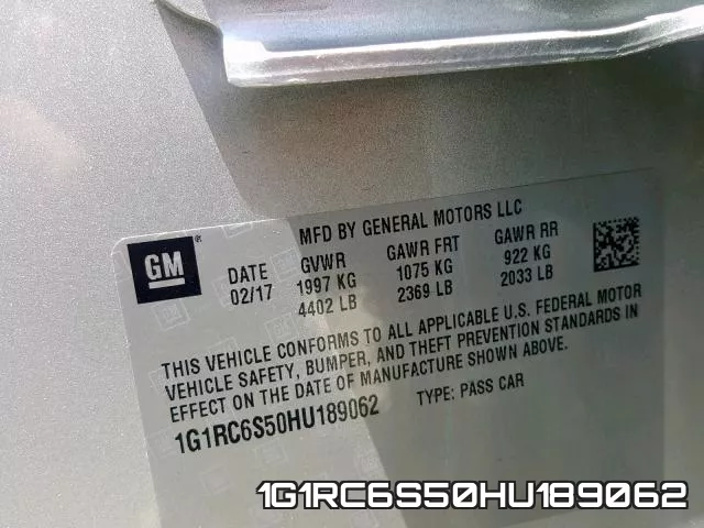 1G1RC6S50HU189062 фото 2