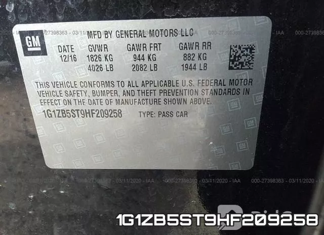 1G1ZB5ST9HF209258 фото 7
