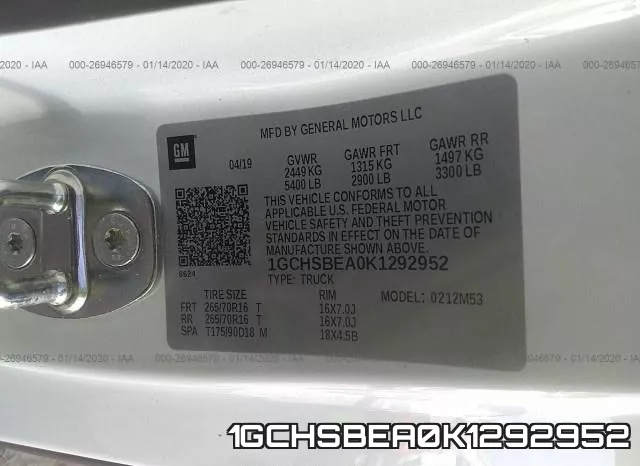 1GCHSBEA0K1292952 фото 10