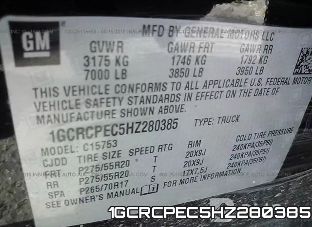 1GCRCPEC5HZ280385 фото 6