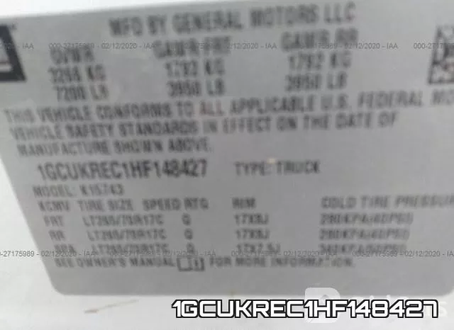 1GCUKREC1HF148427 фото 10
