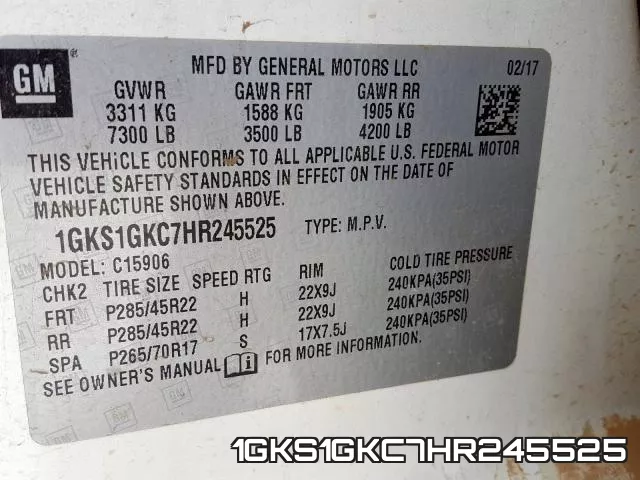 1GKS1GKC7HR245525 фото 2