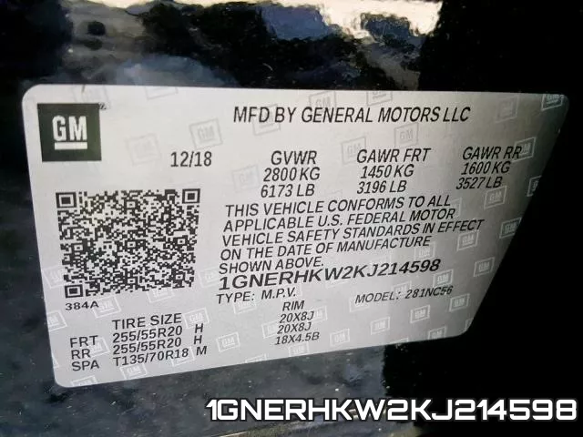 1GNERHKW2KJ214598 фото 2