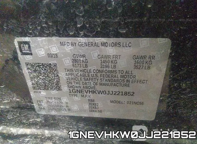 1GNEVHKW0JJ221852 фото 10