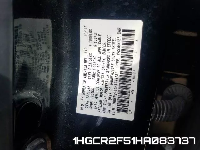 1HGCR2F51HA083737 фото 2