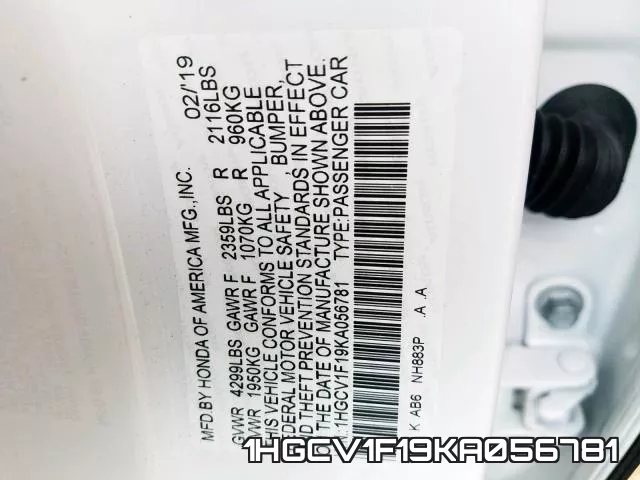 1HGCV1F19KA056781 фото 2