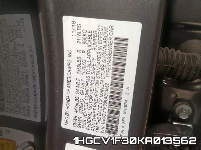 1HGCV1F30KA013562 фото 2