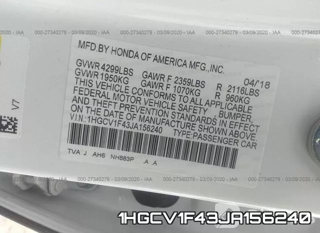 1HGCV1F43JA156240 фото 10