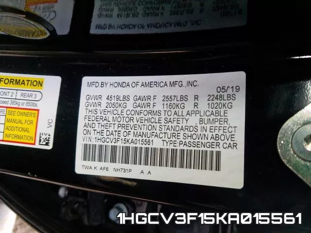 1HGCV3F15KA015561 фото 2