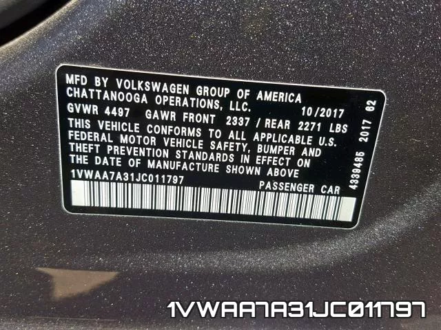 1VWAA7A31JC011797 фото 2