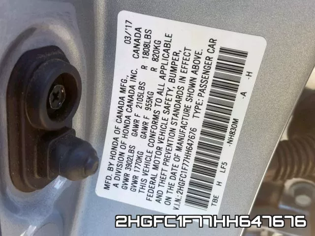 2HGFC1F77HH647676 фото 2