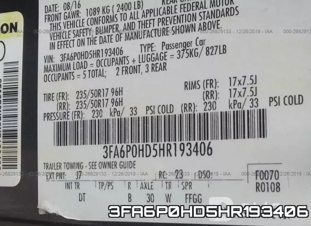 3FA6P0HD5HR193406 фото 8