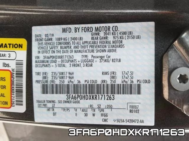 3FA6P0HDXKR171263 фото 2