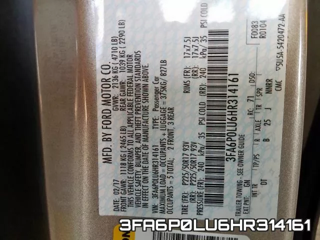 3FA6P0LU6HR314161 фото 2