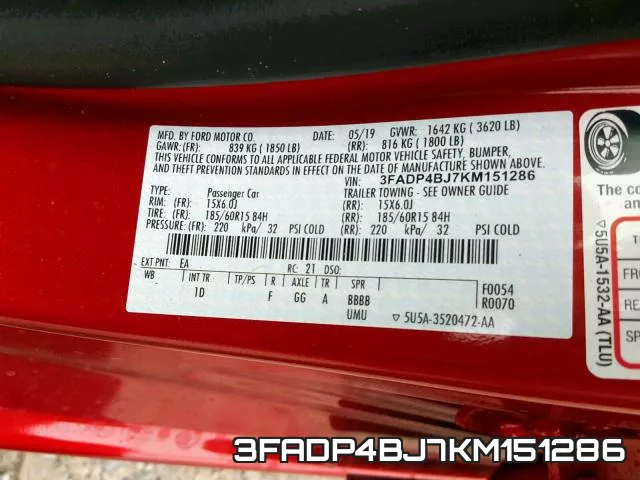 3FADP4BJ7KM151286 фото 2