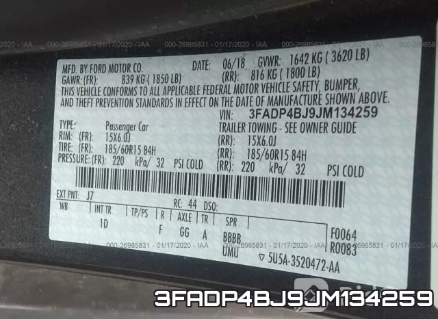 3FADP4BJ9JM134259 фото 6