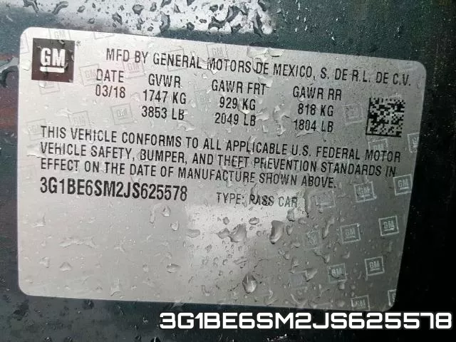 3G1BE6SM2JS625578 фото 2