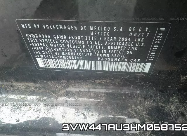3VW447AU3HM068752 фото 10