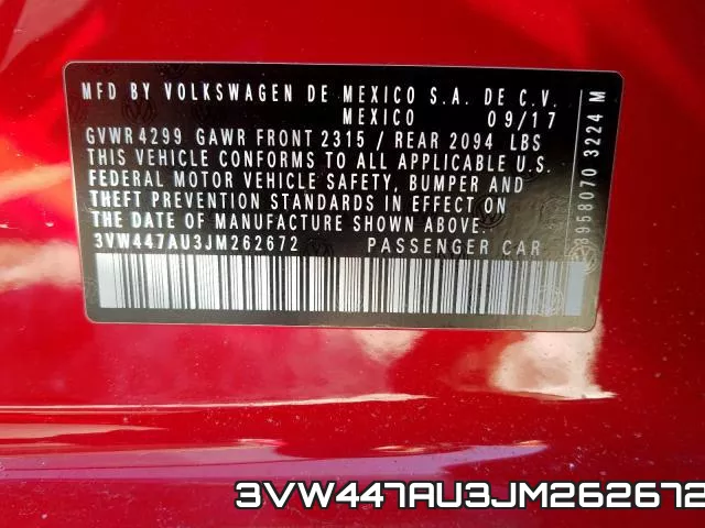 3VW447AU3JM262672 фото 2
